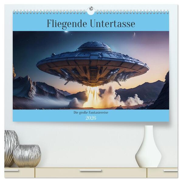 Fliegende Untertasse - Die große Fantasiereise (hochwertiger Premium Wandkalender 2026 DIN A2 quer) Kunstdruck in Hochglanz