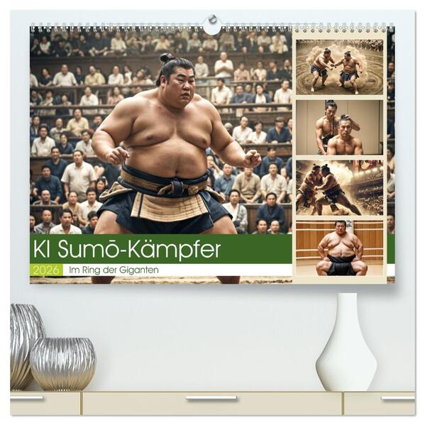 KI Sumo-Kämpfer Im Ring der Giganten (hochwertiger Premium Wandkalender 2026 DIN A2 quer) Kunstdruck in Hochglanz