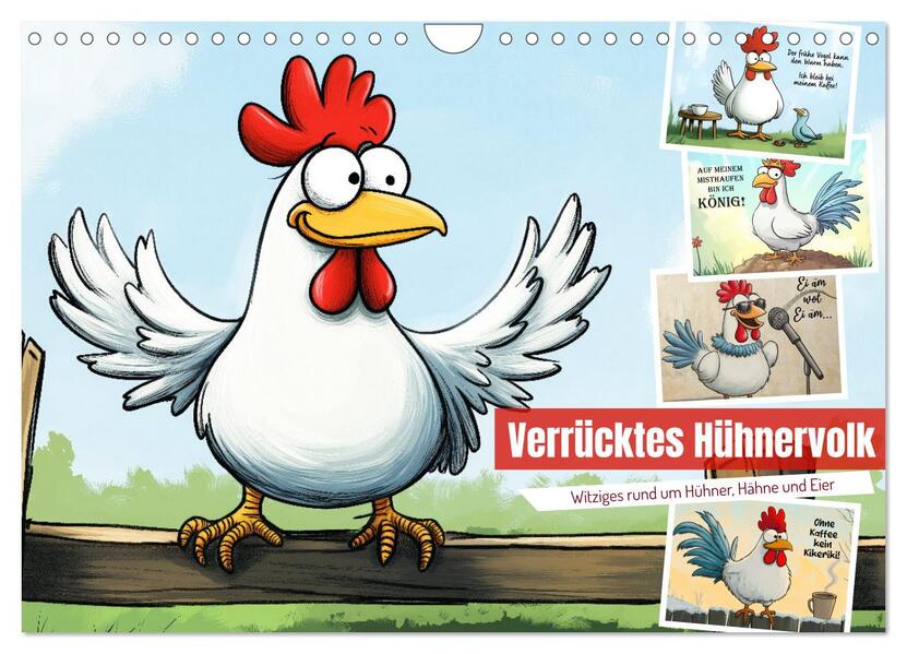 Verrücktes Hühnervolk (Wandkalender 2026 DIN A4 quer) CALVENDO Monatskalender