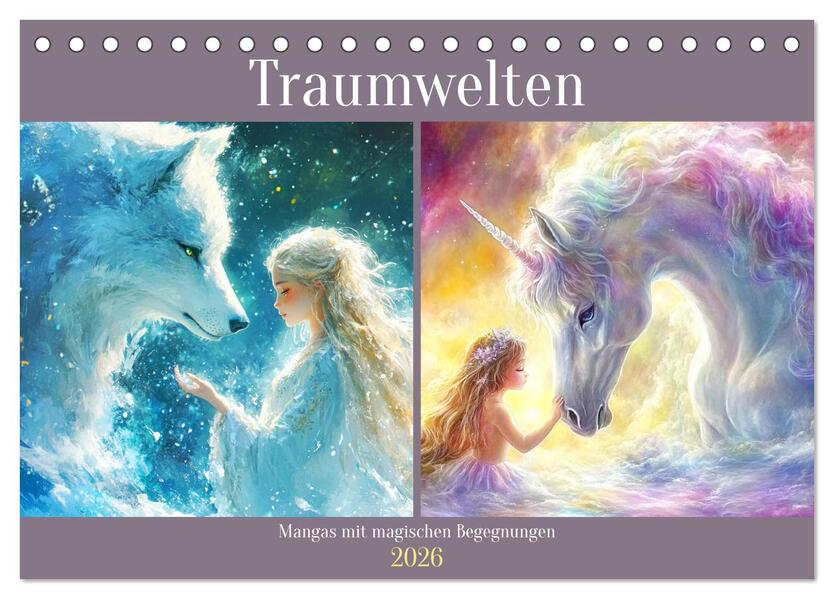 Traumwelten. Mangas mit magischen Begegnungen (Tischkalender 2026 DIN A5 quer) CALVENDO Monatskalender