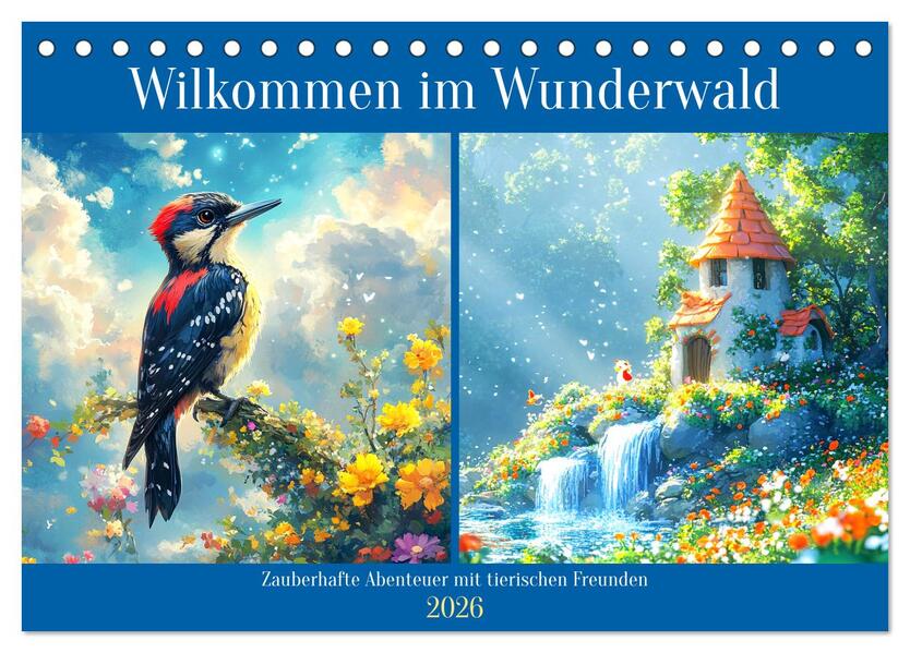 Willkommen im Wunderwald. Zauberhafte Abenteuer mit tierischen Freunden (Tischkalender 2026 DIN A5 quer) CALVENDO Monatskalender