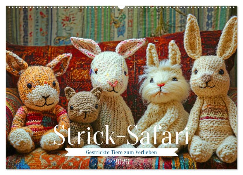 Strick-Safari - Gestrickte Tiere zum Verlieben (Wandkalender 2026 DIN A2 quer) CALVENDO Monatskalender
