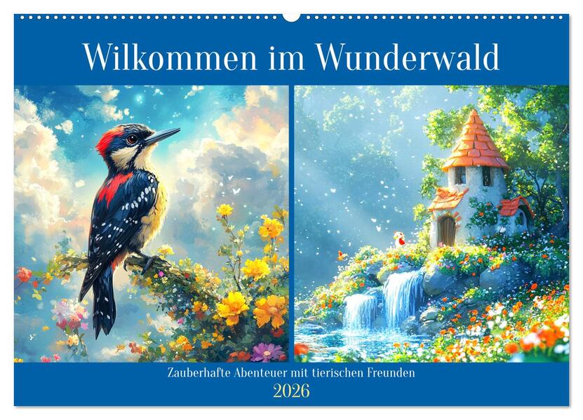 Willkommen im Wunderwald. Zauberhafte Abenteuer mit tierischen Freunden (Wandkalender 2026 DIN A2 quer) CALVENDO Monatskalender