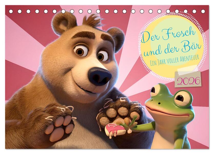 Der Frosch und der Bär - Ein Jahr voller Abenteuer (Tischkalender 2026 DIN A5 quer) CALVENDO Monatskalender