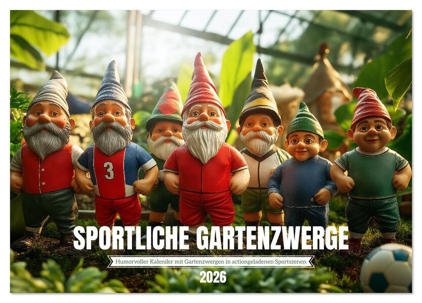 Sportliche Gartenzwerge (Tischkalender 2026 DIN A5 quer) CALVENDO Monatskalender