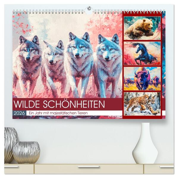 Wilde Schönheiten. Ein Jahr mit majestätischen Tieren (hochwertiger Premium Wandkalender 2026 DIN A2 quer) Kunstdruck in Hochglanz