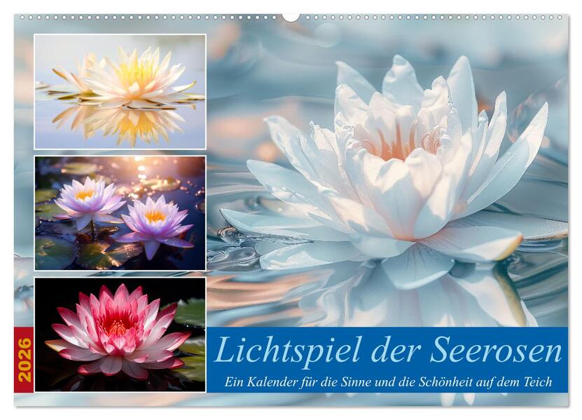 Lichtspiel der Seerosen (Wandkalender 2026 DIN A2 quer) CALVENDO Monatskalender