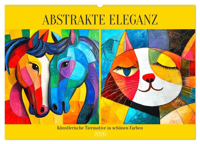 Abstrakte Eleganz. Künstlerische Tiermotive in schönen Farben (Wandkalender 2026 DIN A2 quer) CALVENDO Monatskalender