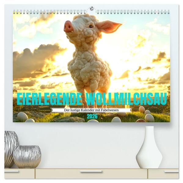 Eierlegende Wollmilchsau - der lustige Kalender mit Fabelwesen (hochwertiger Premium Wandkalender 2026 DIN A2 quer) Kunstdruck in Hochglanz