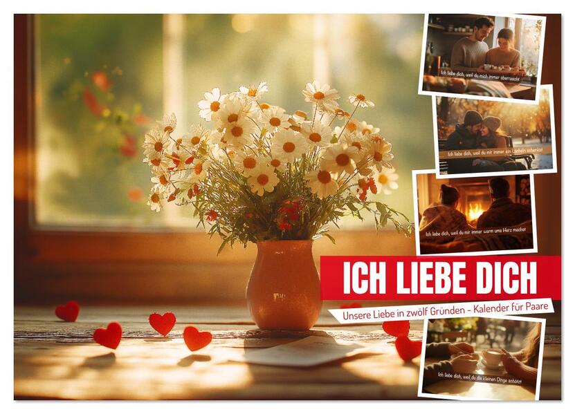 ICH LIEBE DICH - Unsere Liebe in zwölf Gründen (Wandkalender 2026 DIN A2 quer) CALVENDO Monatskalender