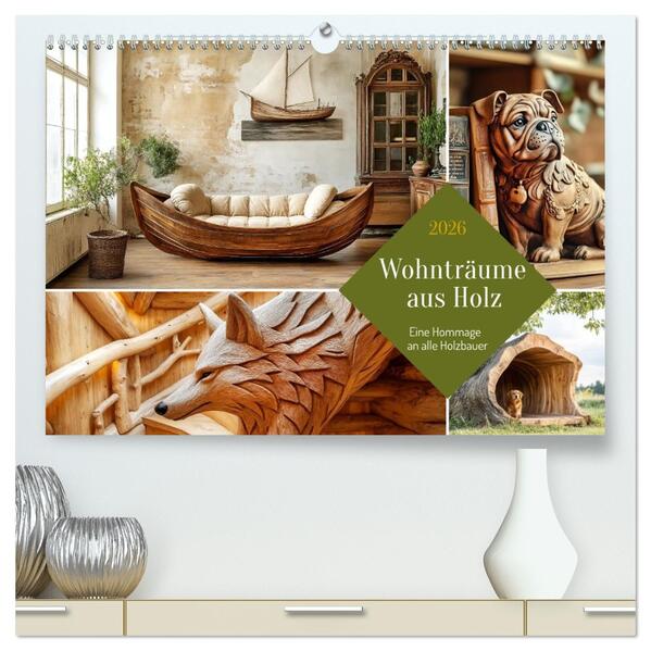 Wohnträume aus Holz (hochwertiger Premium Wandkalender 2026 DIN A2 quer) Kunstdruck in Hochglanz