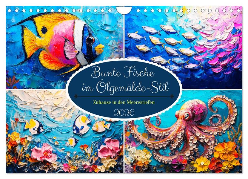 Bunte Fische im Ölgemälde-Stil. Zuhause in den Meerestiefen (Wandkalender 2026 DIN A4 quer) CALVENDO Monatskalender