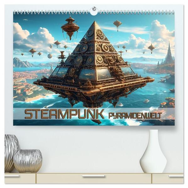 Steampunk Pyramidenwelt (hochwertiger Premium Wandkalender 2026 DIN A2 quer) Kunstdruck in Hochglanz