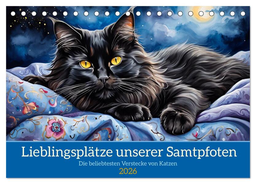 Lieblingsplätze unserer Samtpfoten (Tischkalender 2026 DIN A5 quer) CALVENDO Monatskalender