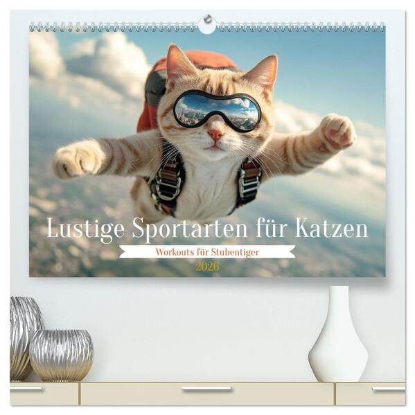 Lustige Sportarten für Katzen (hochwertiger Premium Wandkalender 2026 DIN A2 quer) Kunstdruck in Hochglanz