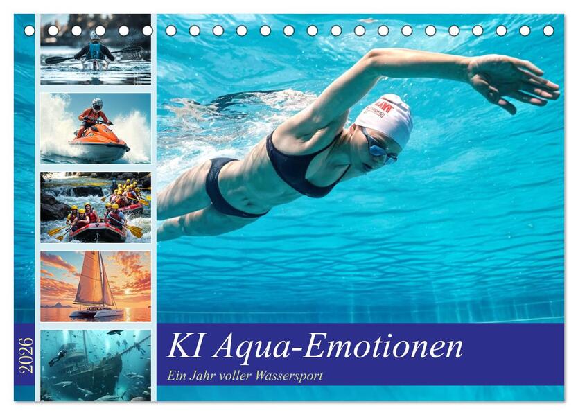 KI Aqua-Emotionen - Ein Jahr voller Wassersport (Tischkalender 2026 DIN A5 quer) CALVENDO Monatskalender