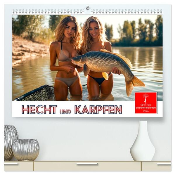 Hecht und Karpfen (hochwertiger Premium Wandkalender 2026 DIN A2 quer) Kunstdruck in Hochglanz