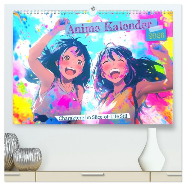 Anime Kalender - Charaktere im Slice-of-Life Stil (hochwertiger Premium Wandkalender 2026 DIN A2 quer) Kunstdruck in Hochglanz