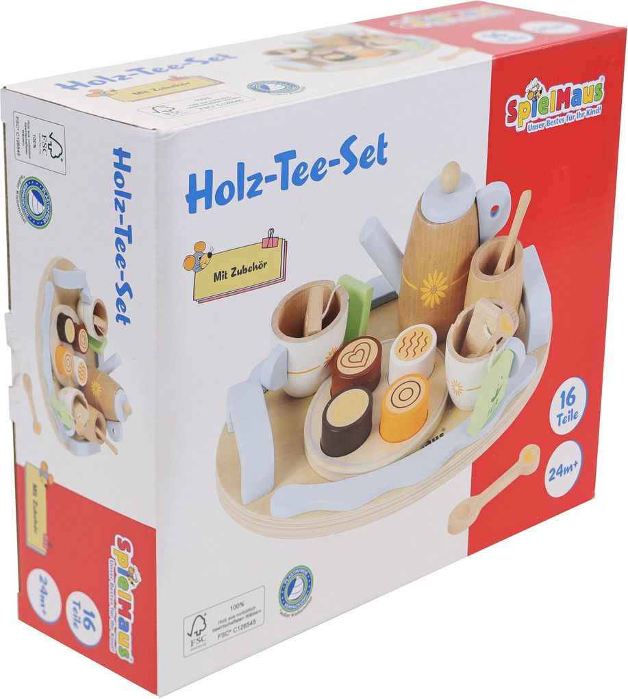 SpielMaus Küche Holz Tee-Set 16-teilig