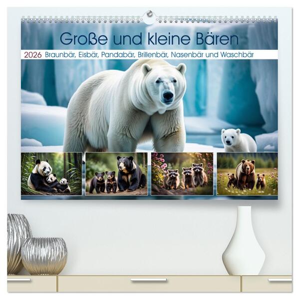 Große und kleine Bären (hochwertiger Premium Wandkalender 2026 DIN A2 quer) Kunstdruck in Hochglanz
