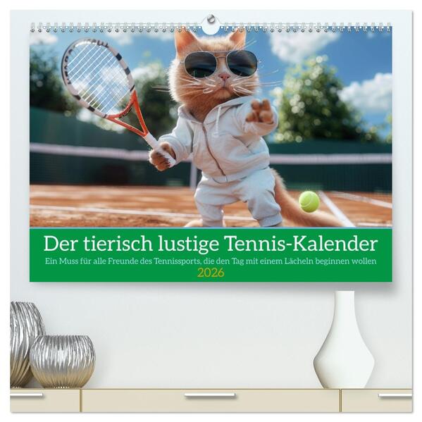 Der tierisch lustige Tennis-Kalender (hochwertiger Premium Wandkalender 2026 DIN A2 quer) Kunstdruck in Hochglanz