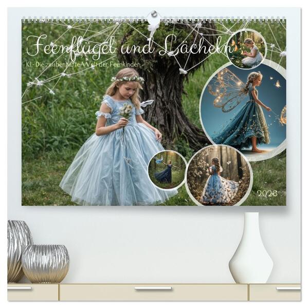 Feenflügel und Lächeln KI - Die zauberhafte Welt der Feenkinder (hochwertiger Premium Wandkalender 2026 DIN A2 quer) Kunstdruck in Hochglanz