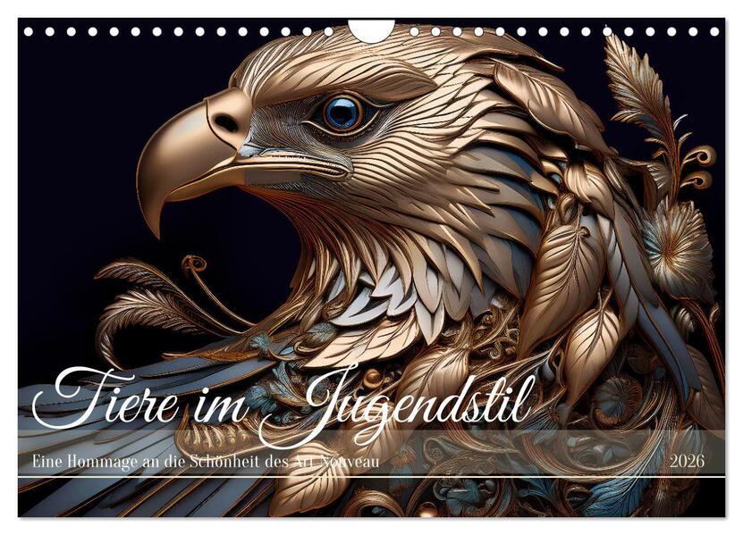 Tiere im Jugendstil - Eine Hommage an die Schönheit des Art Nouveau (Wandkalender 2026 DIN A4 quer) CALVENDO Monatskalender