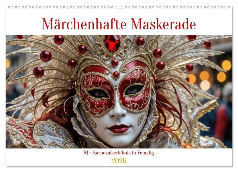 Märchenhafte Maskerade KI - Karnevalserlebnis in Venedig (Wandkalender 2026 DIN A2 quer) CALVENDO Monatskalender