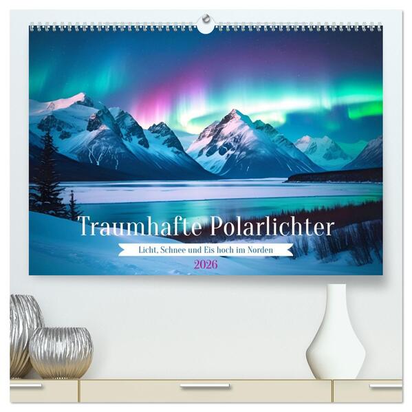 Traumhafte Polarlichter . Licht Schnee und Eis hoch im Norden (hochwertiger Premium Wandkalender 2026 DIN A2 quer) Kunstdruck in Hochglanz