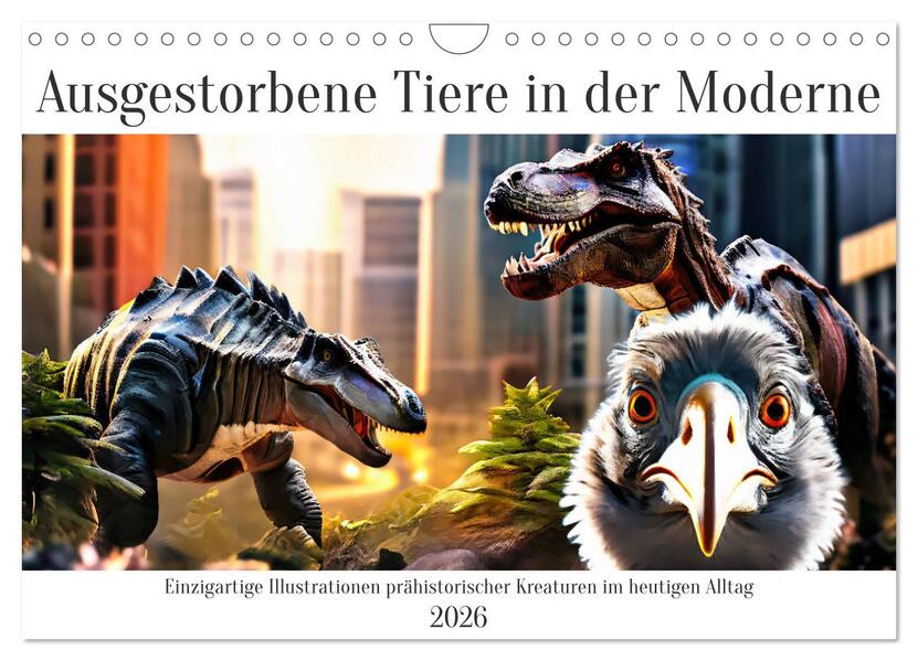 Ausgestorbene Tiere in der Moderne (Wandkalender 2026 DIN A4 quer) CALVENDO Monatskalender