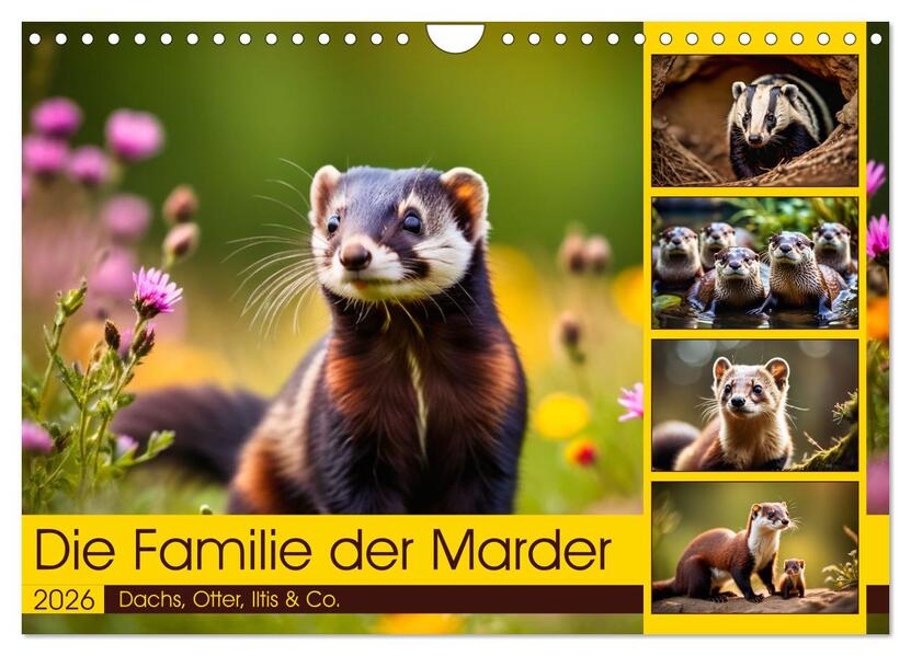 Die Familie der Marder (Wandkalender 2026 DIN A4 quer) CALVENDO Monatskalender