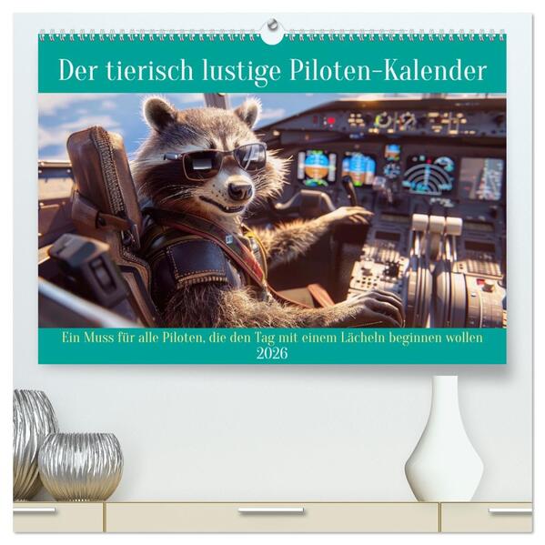 Der tierisch lustige Piloten-Kalender (hochwertiger Premium Wandkalender 2026 DIN A2 quer) Kunstdruck in Hochglanz