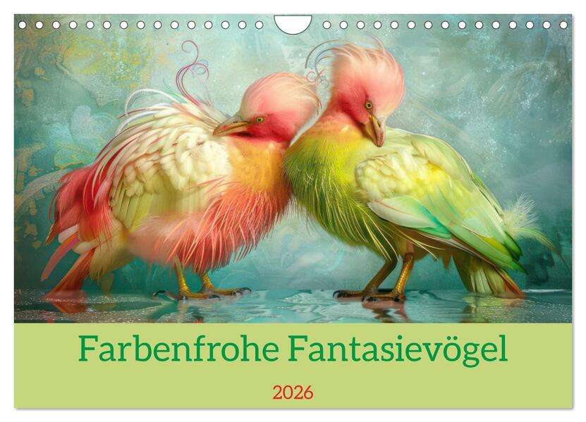 Farbenfrohe Fantasievögel (Wandkalender 2026 DIN A4 quer) CALVENDO Monatskalender