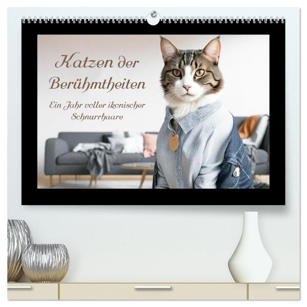 Katzen der Berühmtheiten - Ein Jahr voller ikonischer Schnurrhaare (hochwertiger Premium Wandkalender 2026 DIN A2 quer) Kunstdruck in Hochglanz