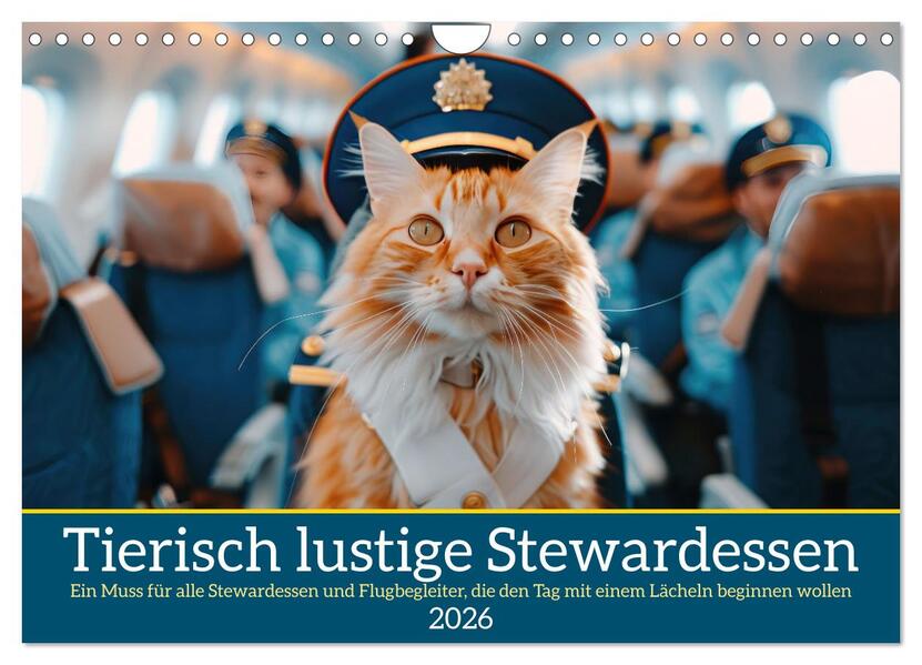 Tierisch lustige Stewardessen (Wandkalender 2026 DIN A4 quer) CALVENDO Monatskalender