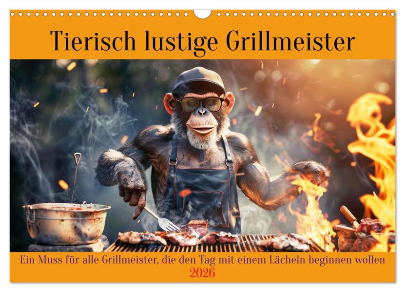 Tierisch lustige Grillmeister (Wandkalender 2026 DIN A3 quer) CALVENDO Monatskalender
