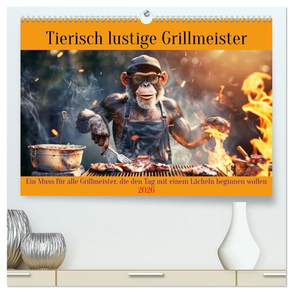 Tierisch lustige Grillmeister (hochwertiger Premium Wandkalender 2026 DIN A2 quer) Kunstdruck in Hochglanz