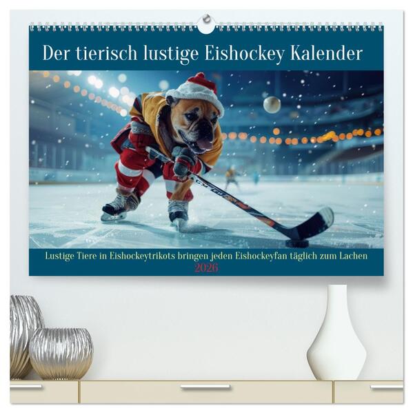 Der tierisch lustige Eishockey Kalender (hochwertiger Premium Wandkalender 2026 DIN A2 quer) Kunstdruck in Hochglanz