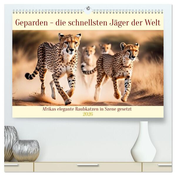 Geparden - die schnellsten Jäger der Welt (hochwertiger Premium Wandkalender 2026 DIN A2 quer) Kunstdruck in Hochglanz