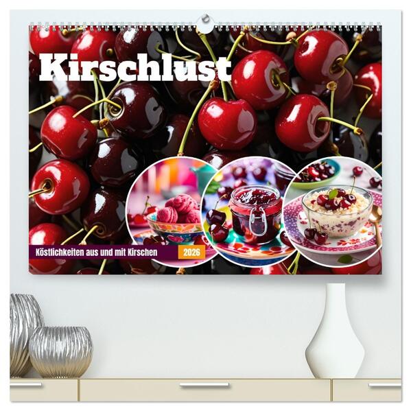 Kirschlust - Köstlichkeiten aus und mit Kirschen (hochwertiger Premium Wandkalender 2026 DIN A2 quer) Kunstdruck in Hochglanz