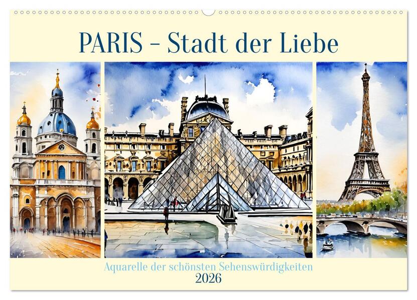 Paris - Stadt der Liebe (Wandkalender 2026 DIN A2 quer) CALVENDO Monatskalender
