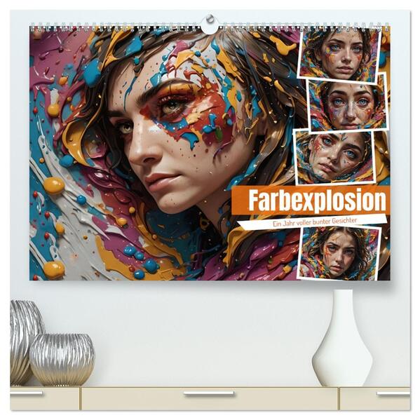 Farbexplosion - Ein Jahr voller bunter Gesichter (hochwertiger Premium Wandkalender 2026 DIN A2 quer) Kunstdruck in Hochglanz