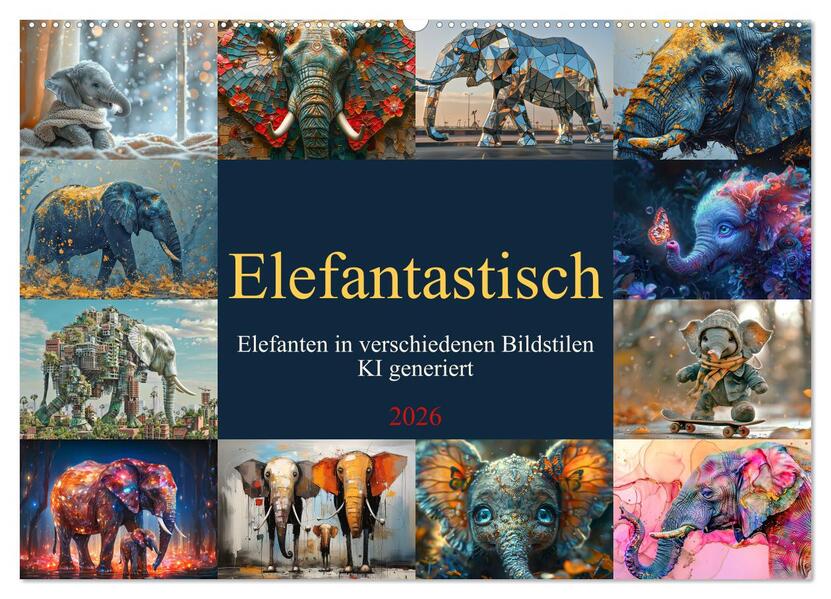 Elefantastisch (Wandkalender 2026 DIN A2 quer) CALVENDO Monatskalender