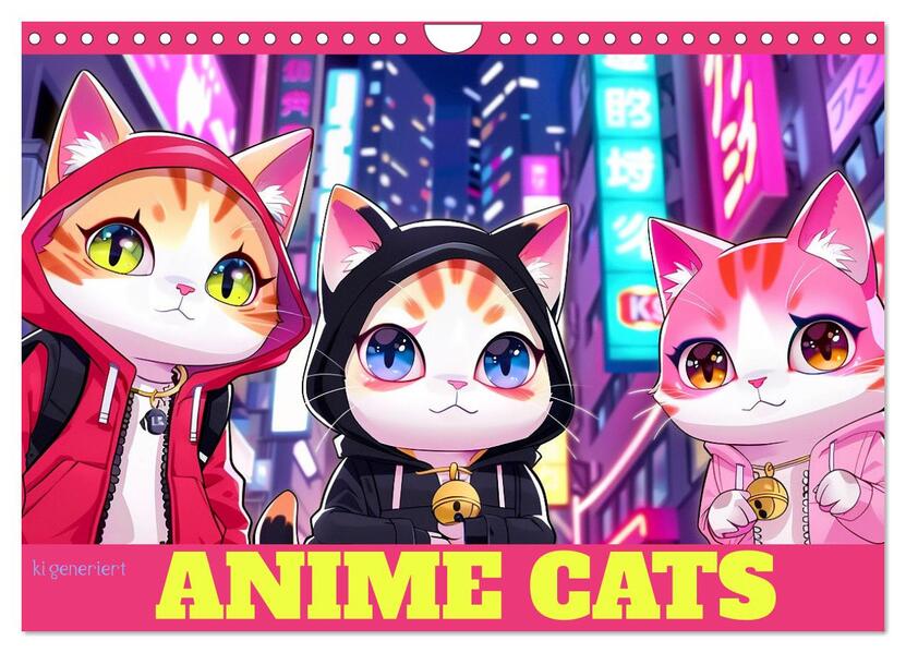 Anime Cats (Wandkalender 2026 DIN A4 quer) CALVENDO Monatskalender
