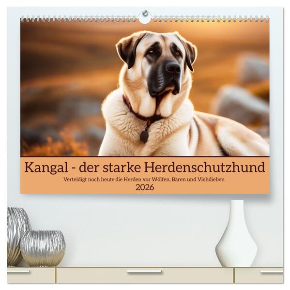 Kangal - der starke Herdenschutzhund (hochwertiger Premium Wandkalender 2026 DIN A2 quer) Kunstdruck in Hochglanz
