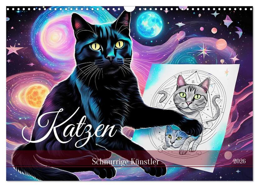 Katzen Schnurrige Künstler (Wandkalender 2026 DIN A3 quer) CALVENDO Monatskalender