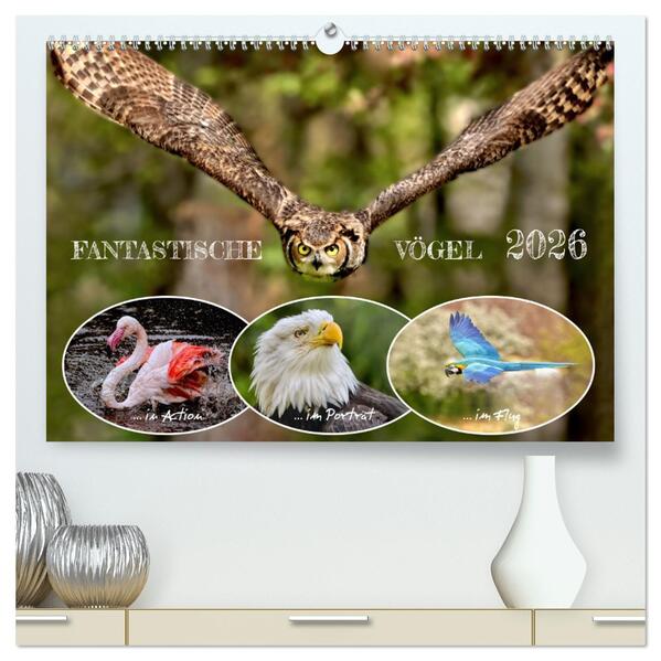 Fantastische Vögel (hochwertiger Premium Wandkalender 2026 DIN A2 quer) Kunstdruck in Hochglanz