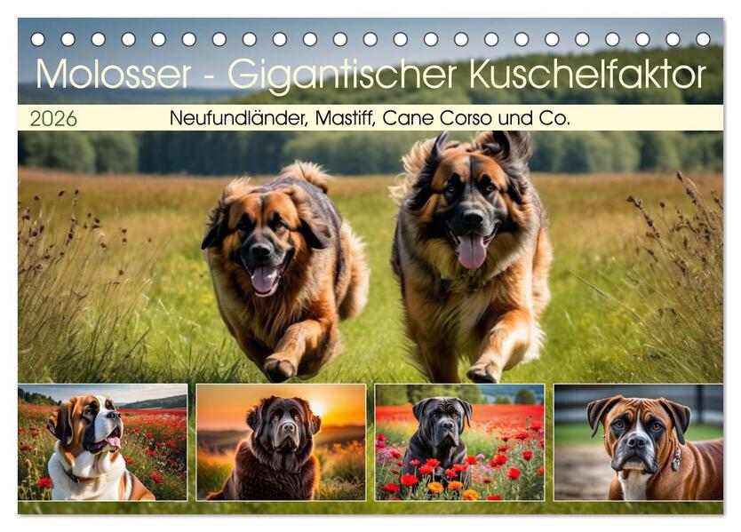 Molosser - Gigantischer Kuschelfaktor (Tischkalender 2026 DIN A5 quer) CALVENDO Monatskalender