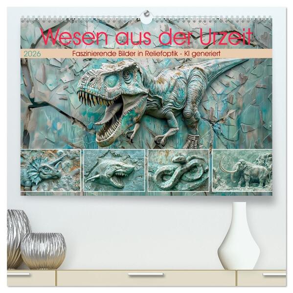 Wesen aus der Urzeit (hochwertiger Premium Wandkalender 2026 DIN A2 quer) Kunstdruck in Hochglanz