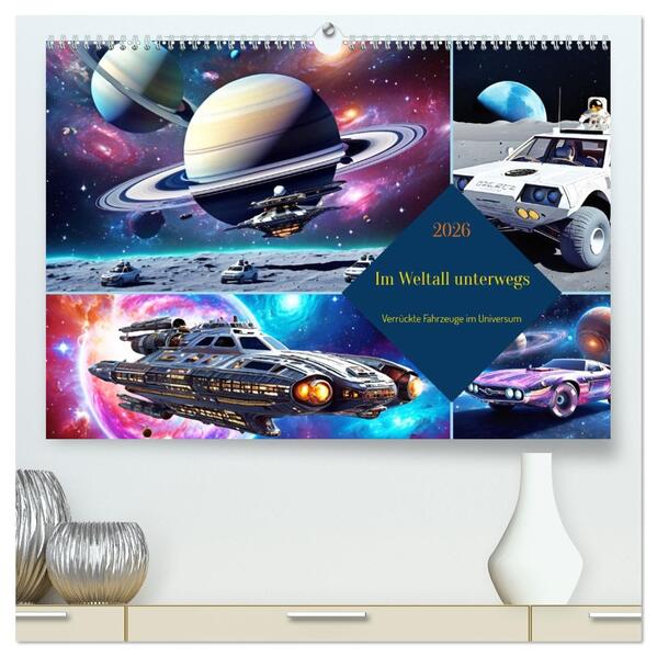 Im Weltall unterwegs - Verrückte Fahrzeuge im Universum (hochwertiger Premium Wandkalender 2026 DIN A2 quer) Kunstdruck in Hochglanz